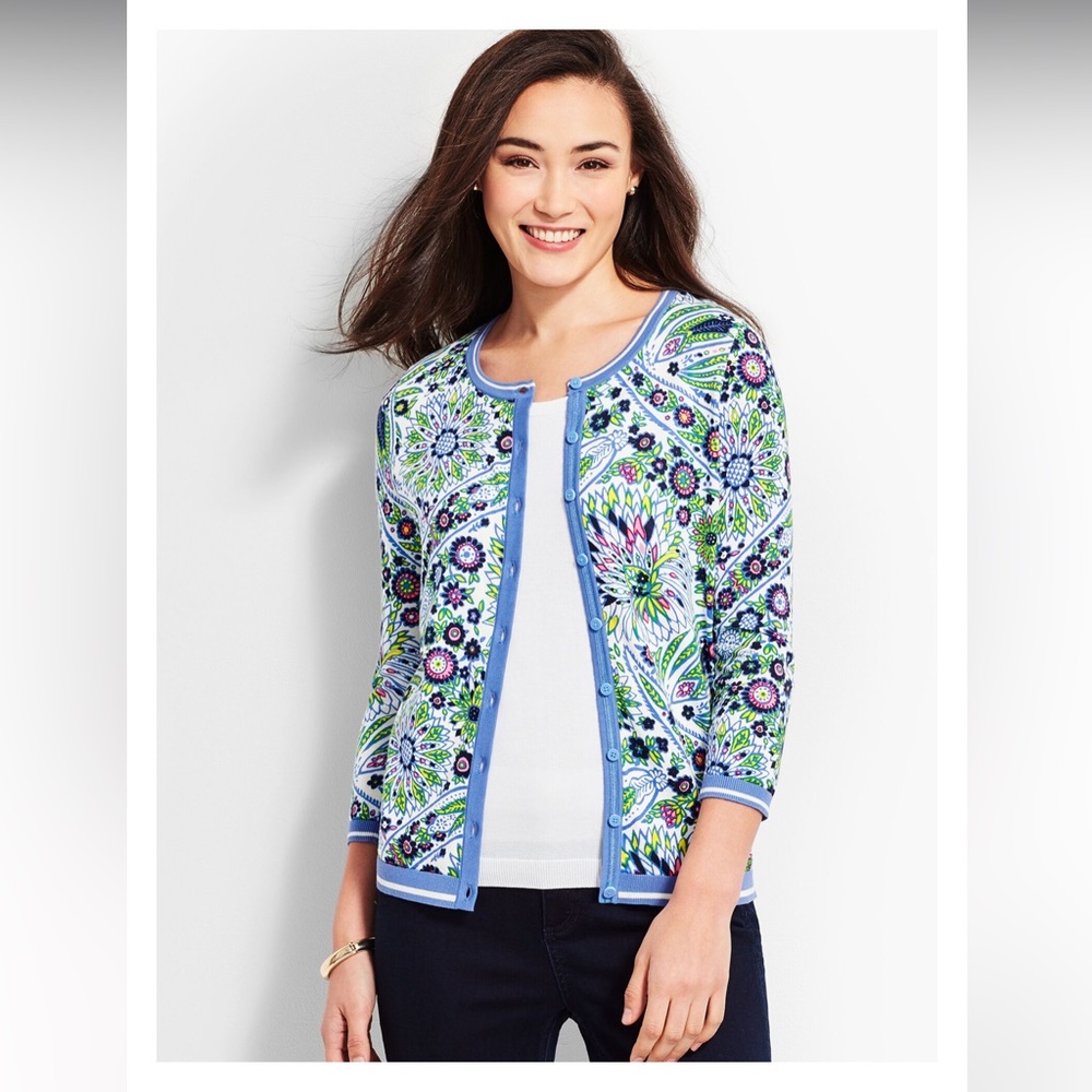 Talbots charming cardigan blooming paisley